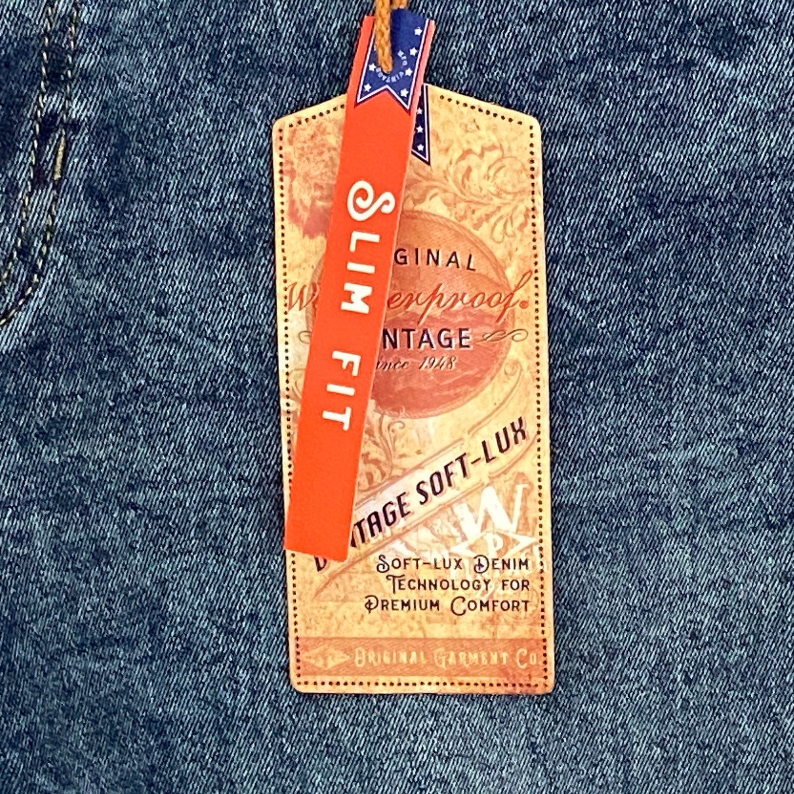 Weatherproof Vintage Men's 40x32 Slim Fit Vintage Soft-Lux Blue Denim Jeans