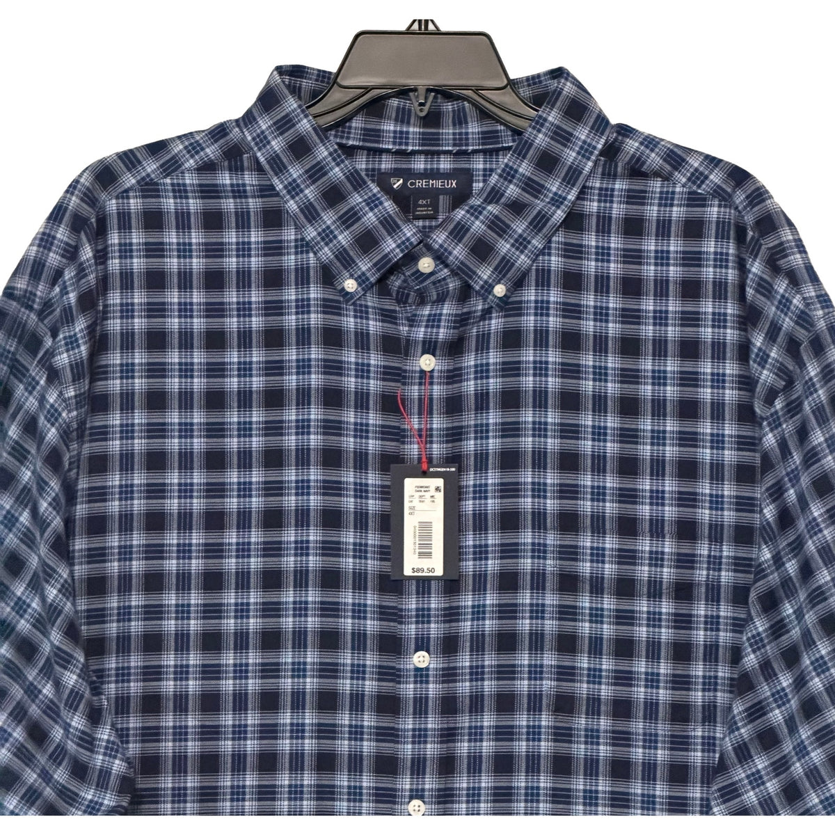 Daniel Cremieux Dress Shirt Men's 4XT Big & Tall Button-Down Stretch Plaid