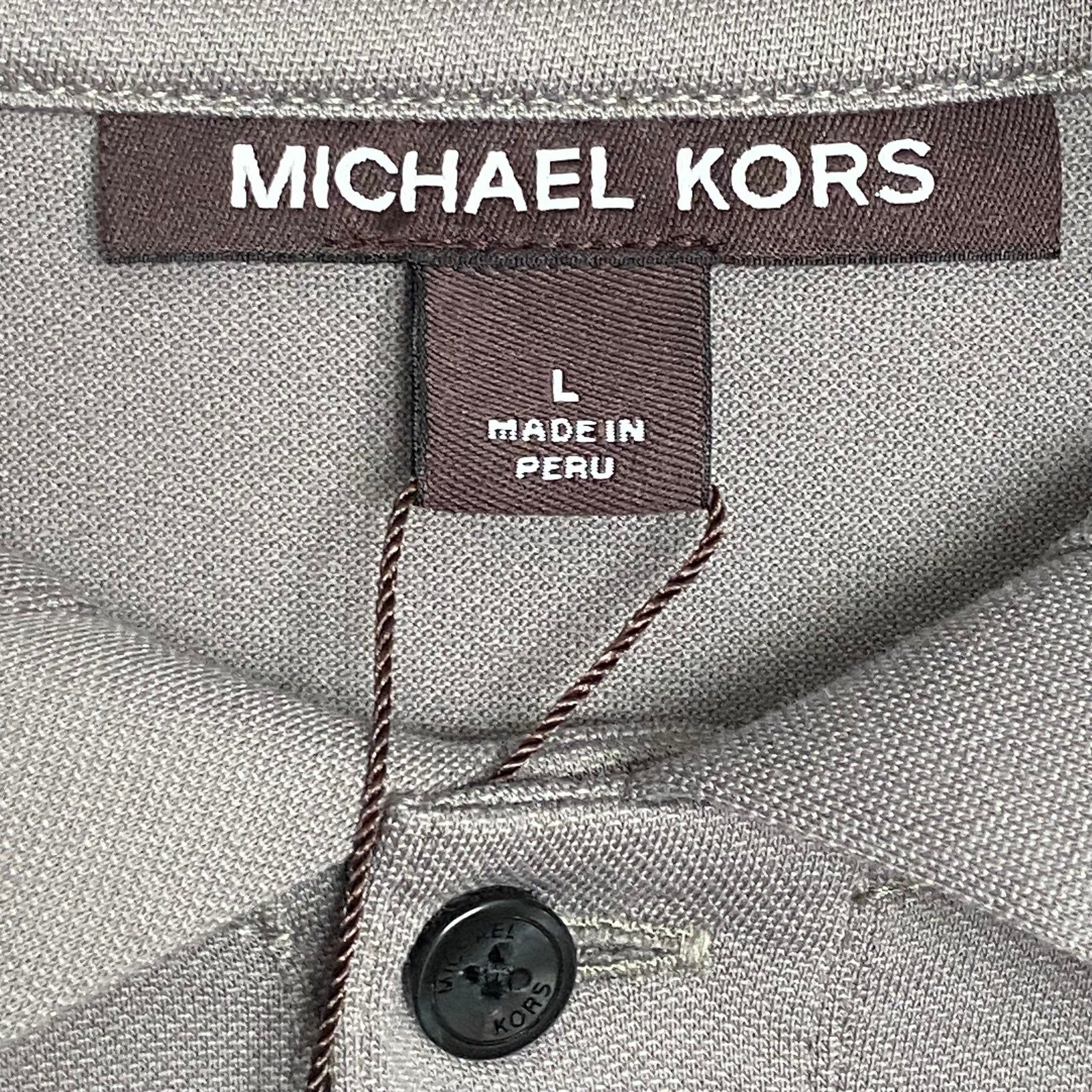 Michael Kors Polo Shirt Hoodie Men's Large Pima Cotton Stretch Taupe