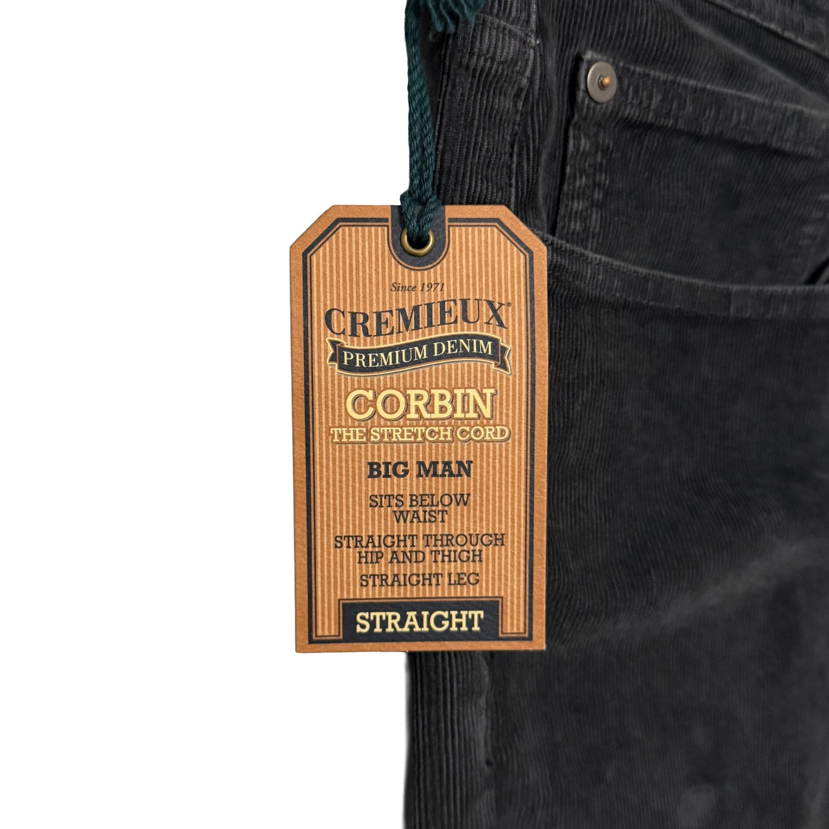 Daniel Cremieux Corduroy Pants Men's 44"x34" Straight Fit Stretch Charcoal