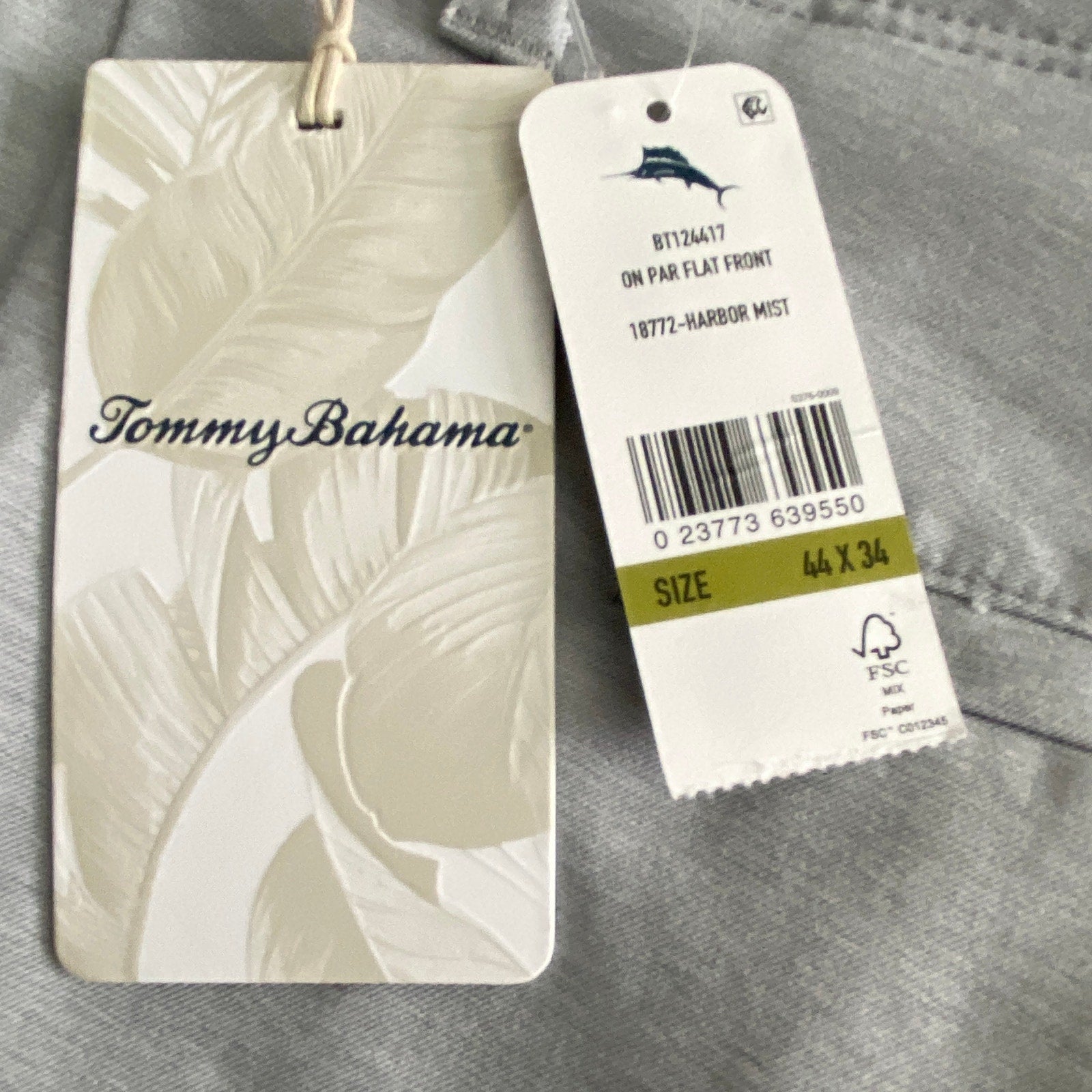Tommy Bahama Men's 44x34 "On Par Flat Front" Pants Harbor Mist