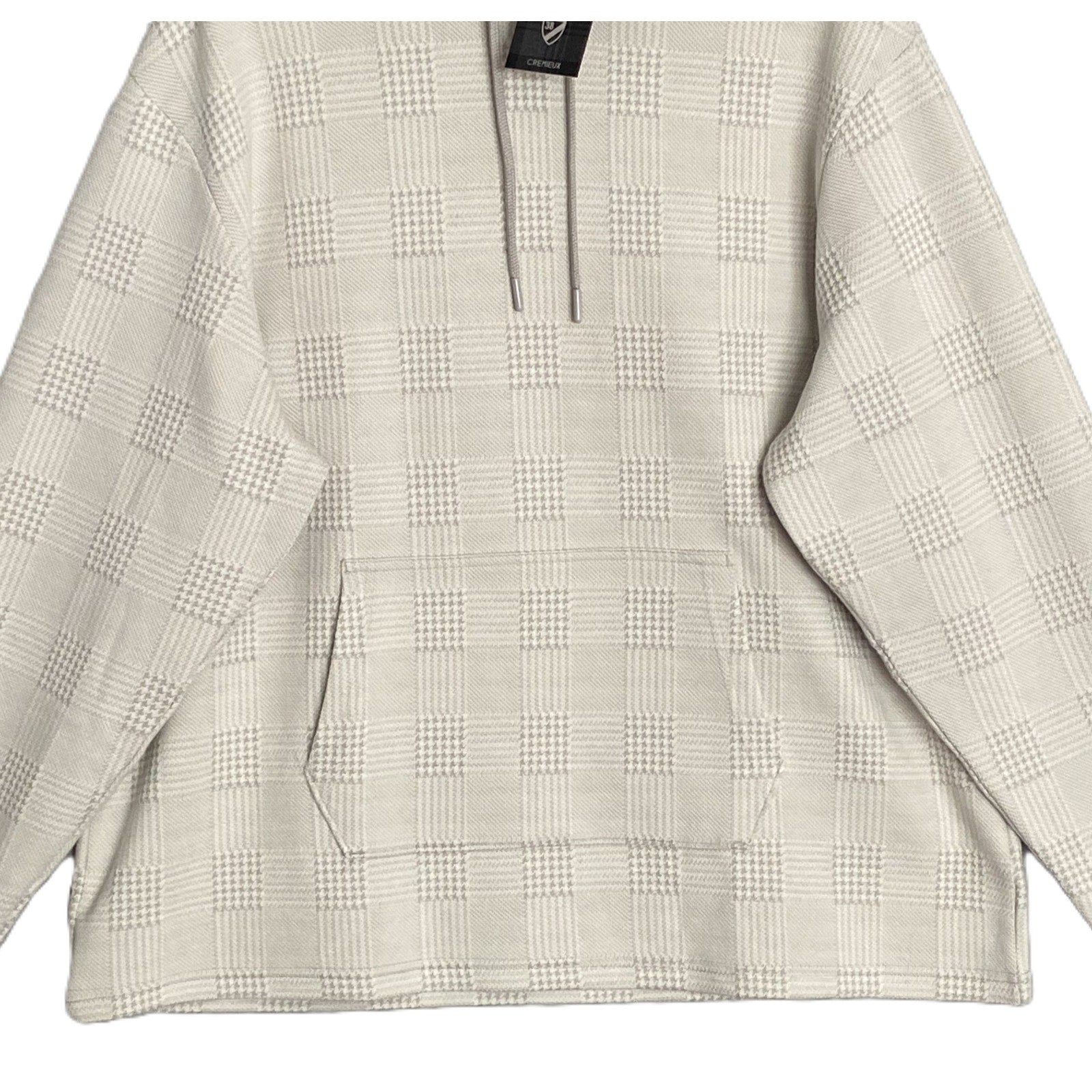 Daniel Cremieux 38 Hoodie Men's XXL Drawstring Hood Lt Grey Heather Check