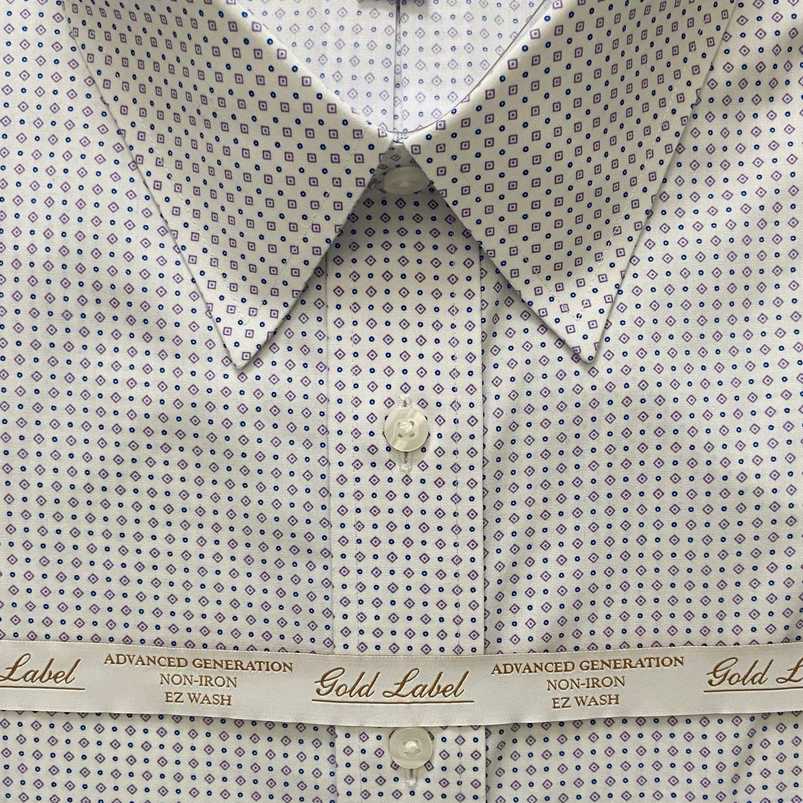 Roundtree & Yorke Shirt Big & Tall Men's 19 36/37 Purple/White Diamond