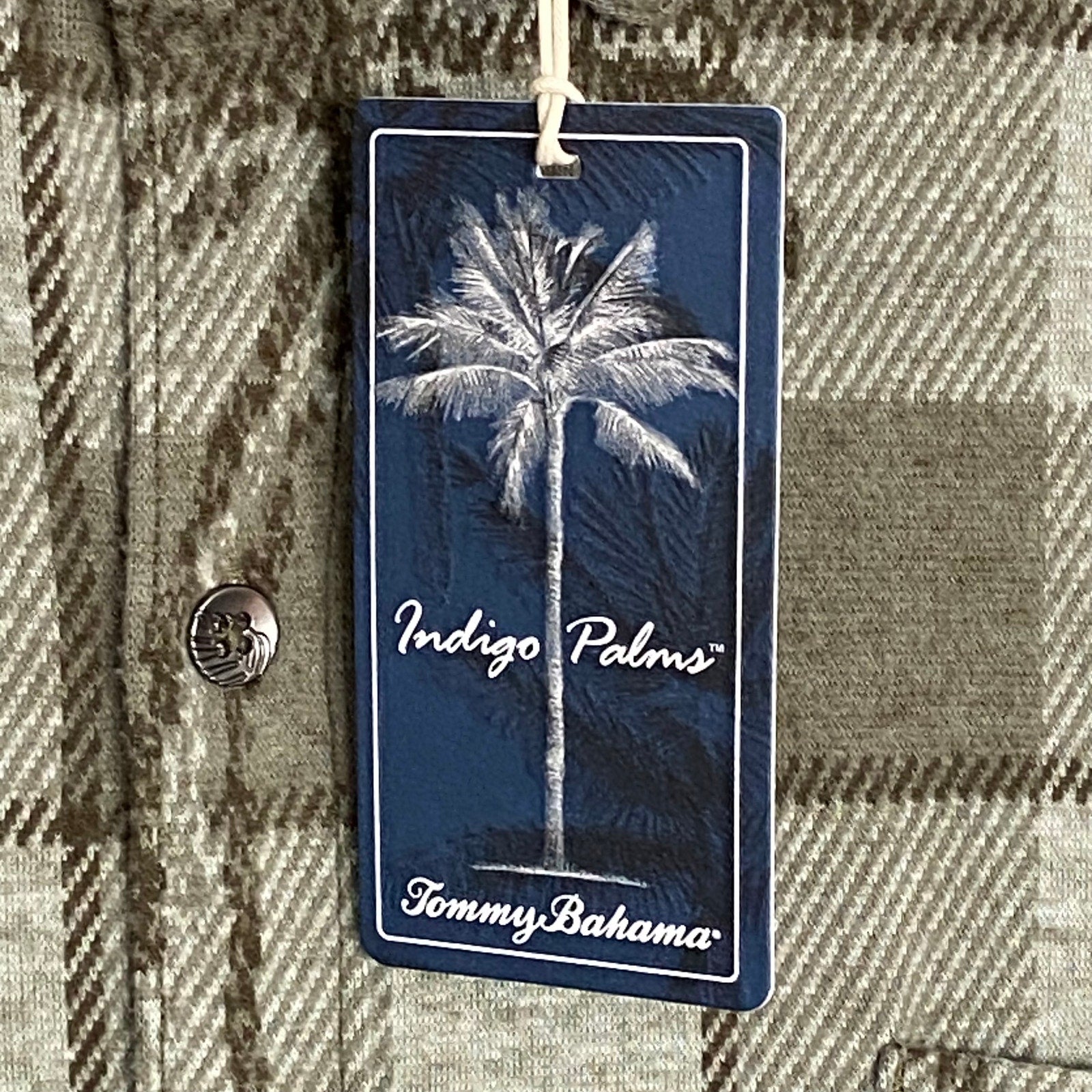 Tommy Bahama Flannel Shirt Men's XL "Fireside Palm Springs" Stretch Tea Leaf