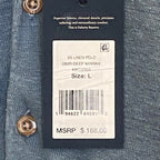 Faherty Polo Shirt Men's Large Reserve Short Sleeve Linen Deep Marine Blue