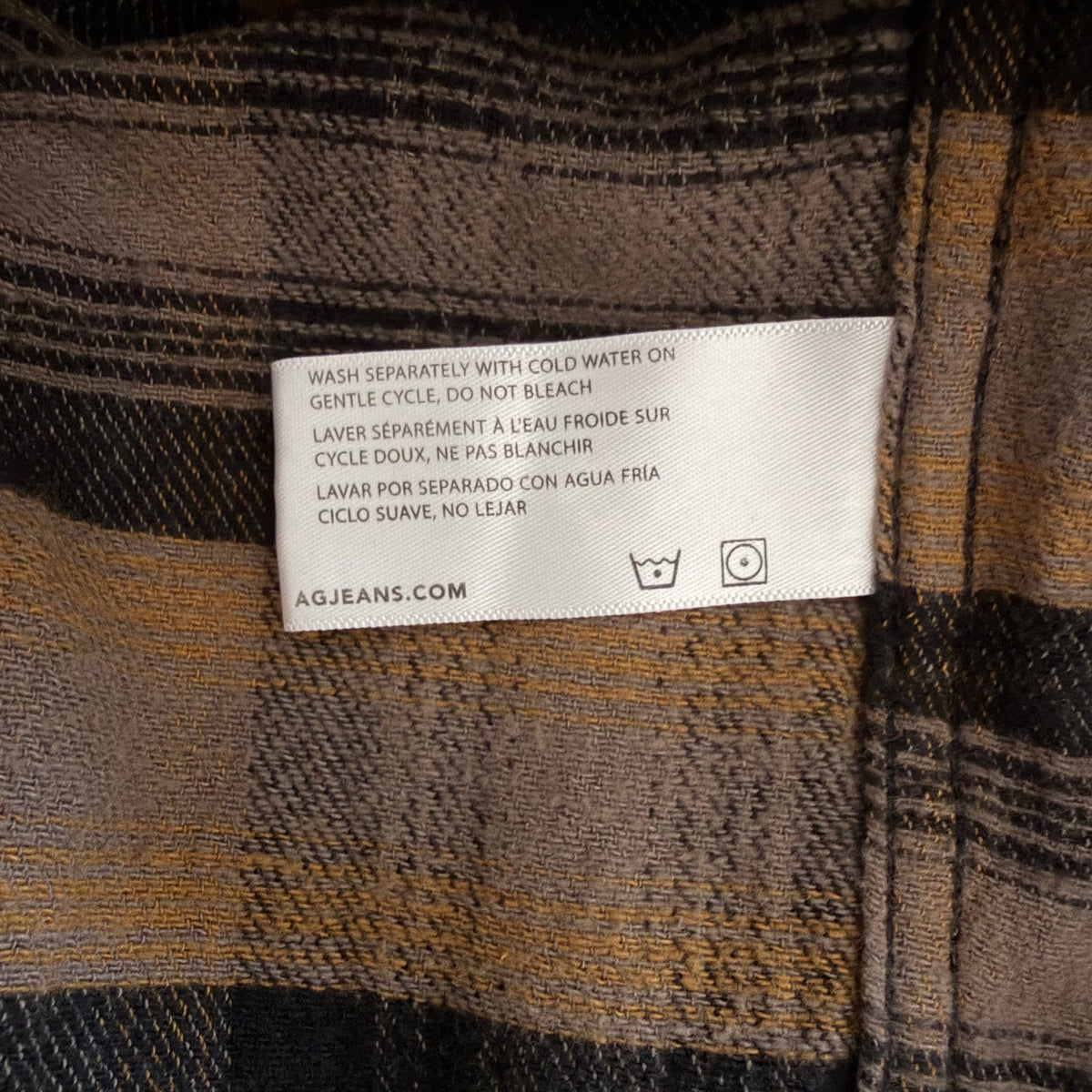 AG Los Angeles Shirt Men's Medium Classic Fit Mason Work Shirt Brown Black Plaid