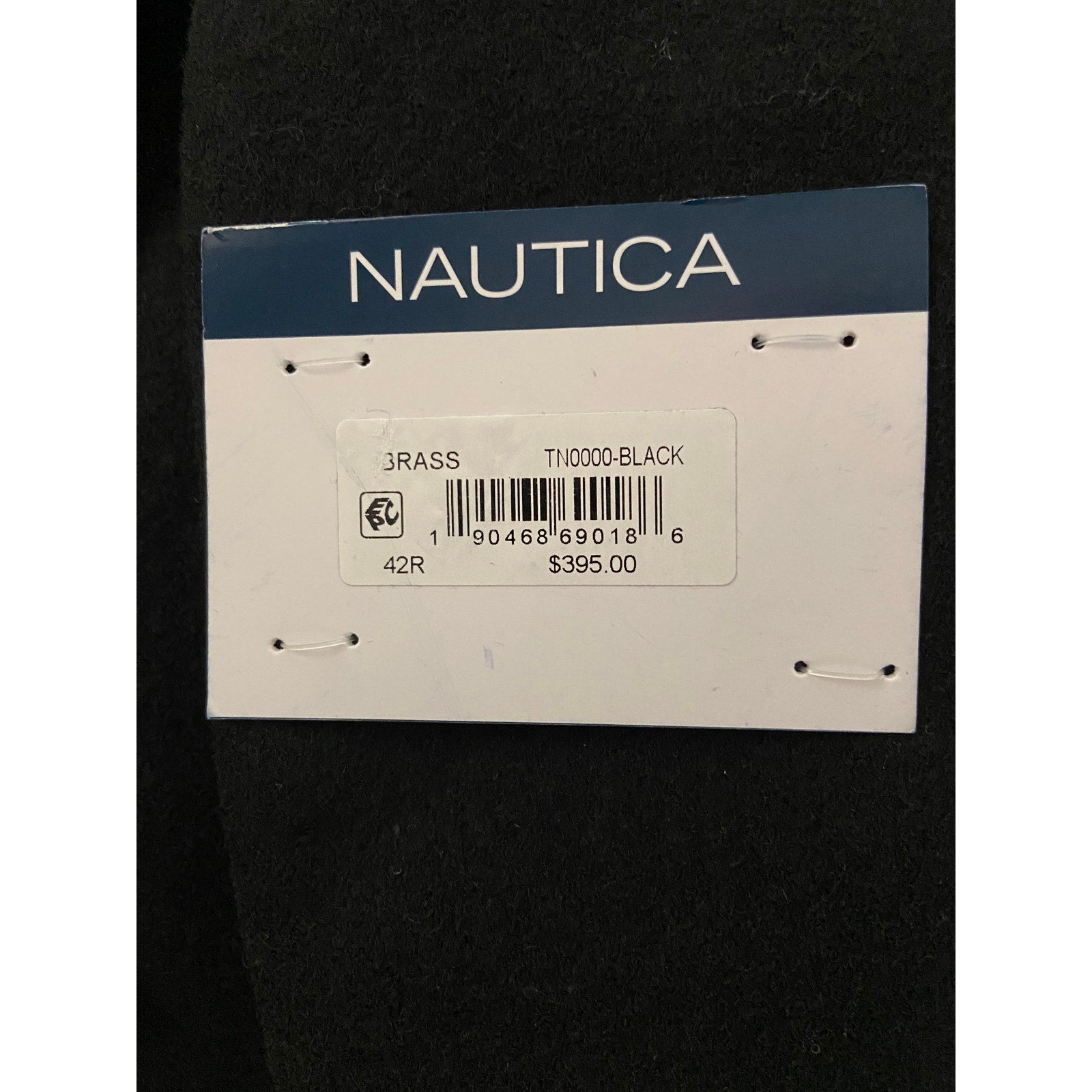 Nautica Overcoat Men's 42 Regular Double-Breasted Wool Blend Lined Black