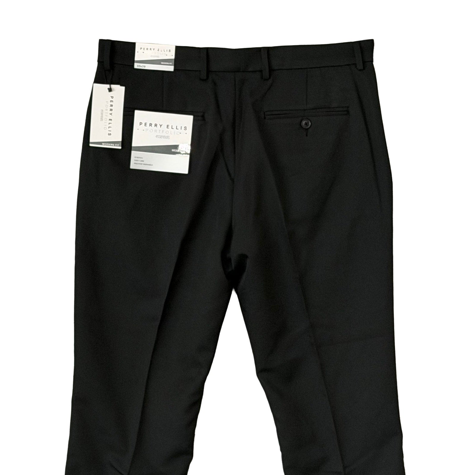 Perry Ellis Portfolio Pants Men's 33"x29" Dress Pants Modern Fit Caviar