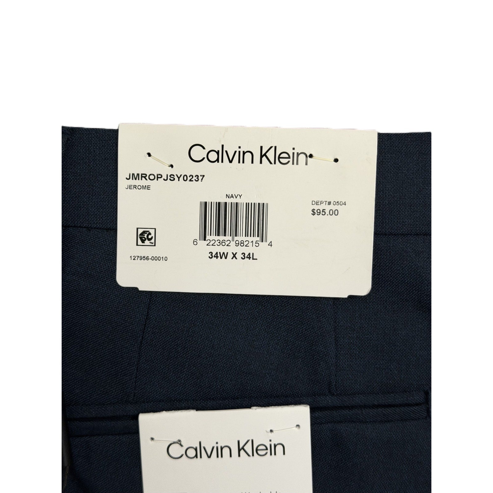 Calvin Klein Dress Pant Men's 34"x34" Slim Fit Flat Front Stretch Blue