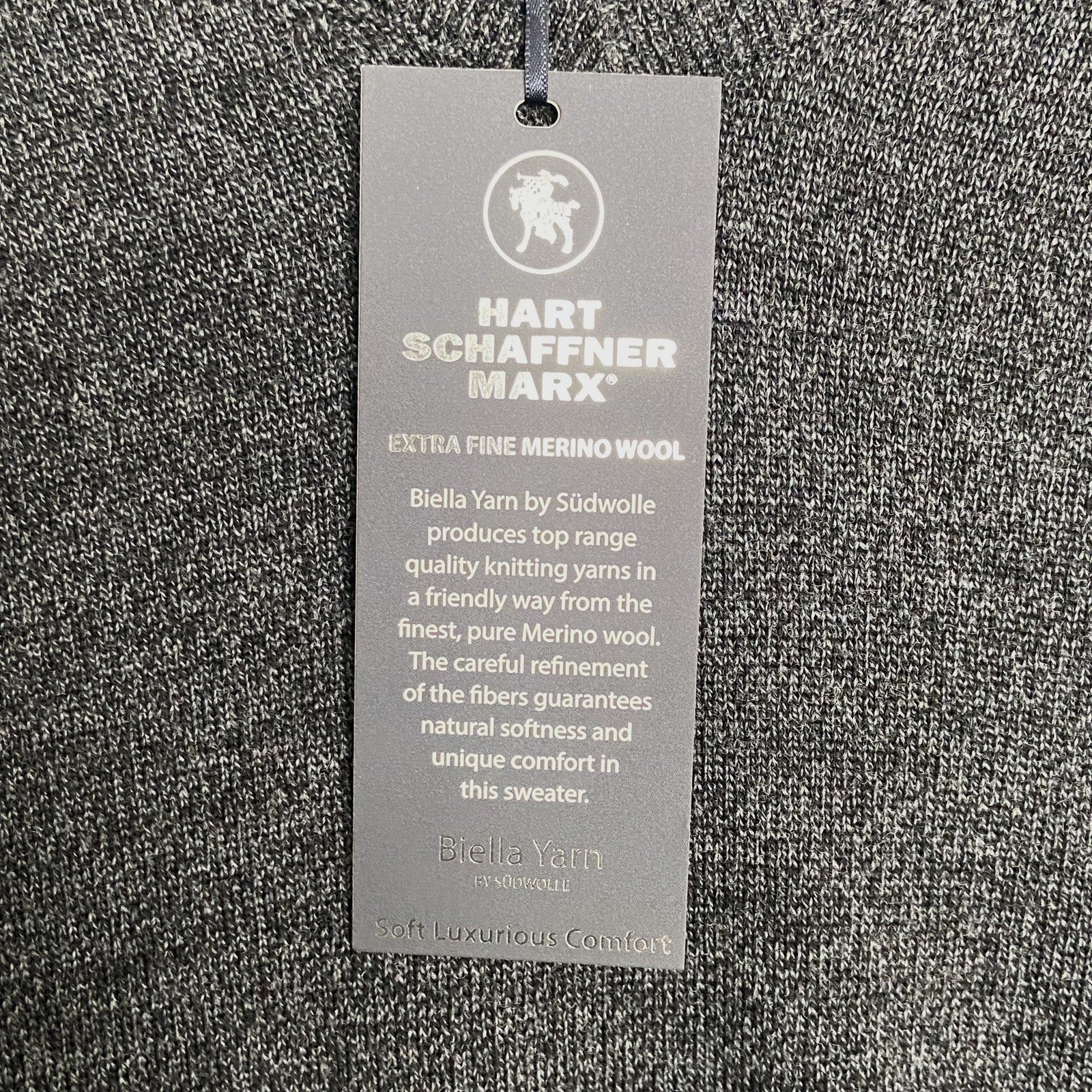 Hart Schaffner Marx Sweater Men's 3XB Big & Tall V-Neck Merino Wool Charcoal