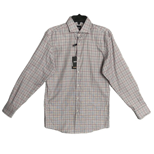 Boss Dress Shirt Men's Small 15-32/33 Sharp Fit Stretch Red & Black Plaid