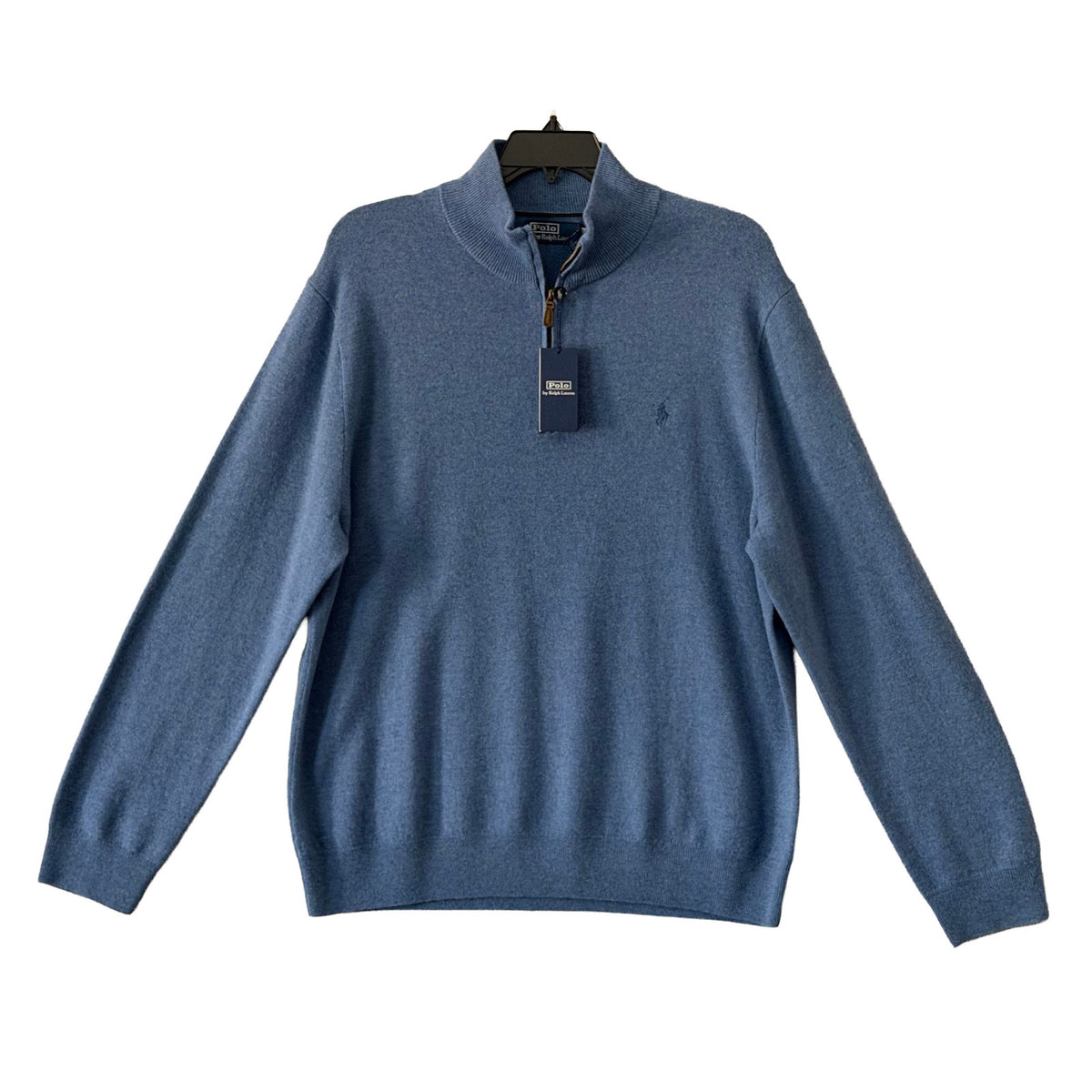 Polo Ralph Lauren Men's XXL Quarter-Zip Wool Sweater Italian Yarn Blue