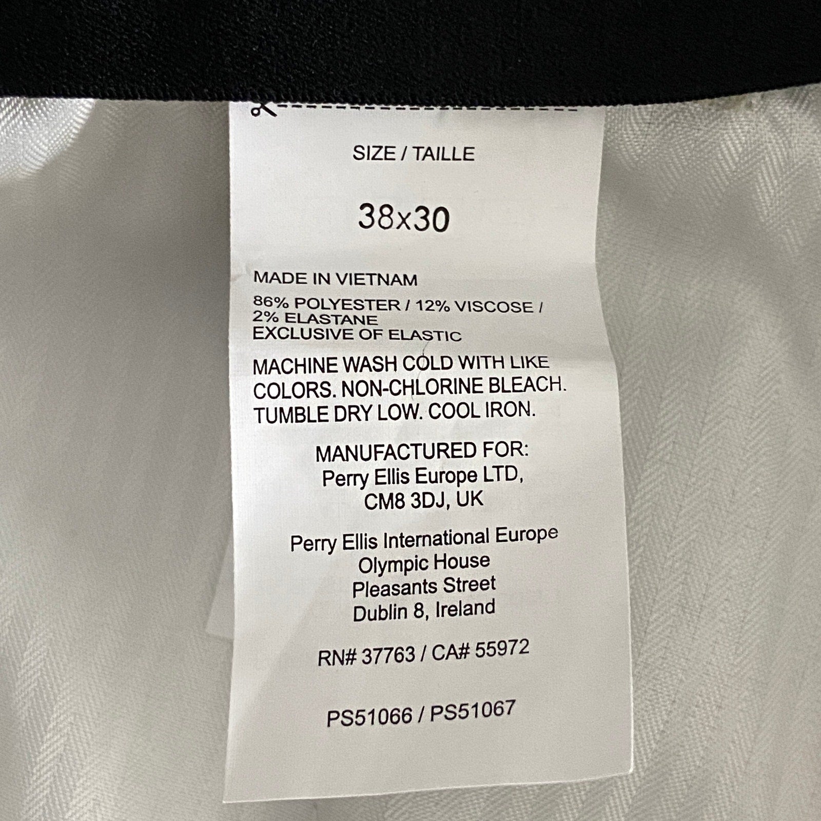 Perry Ellis Dress Pants Men's 38x30 Portfolio Slim Fit Flat Front Sand