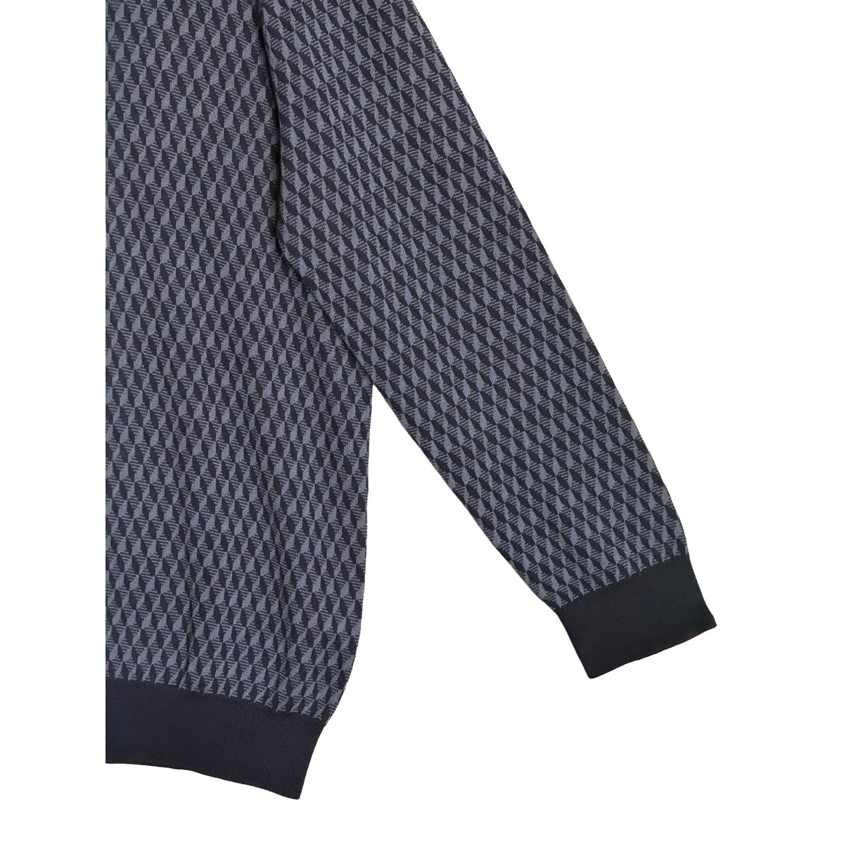 Perry Ellis Men's XLT Big & Tall Geometric Jacquard Crew Neck Sweater Indigo