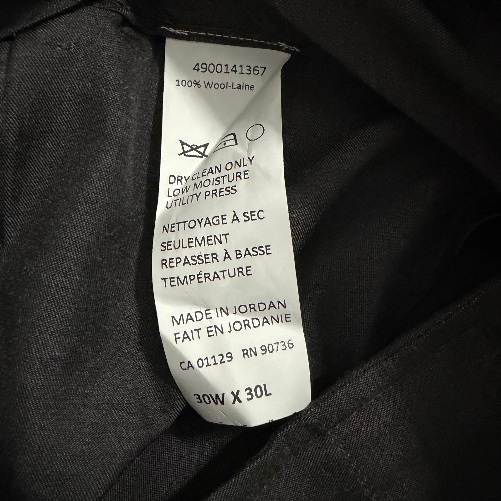 Calvin Klein Dress Pant Men's 30"x30" Slim Fit Wool Pleated Front Black
