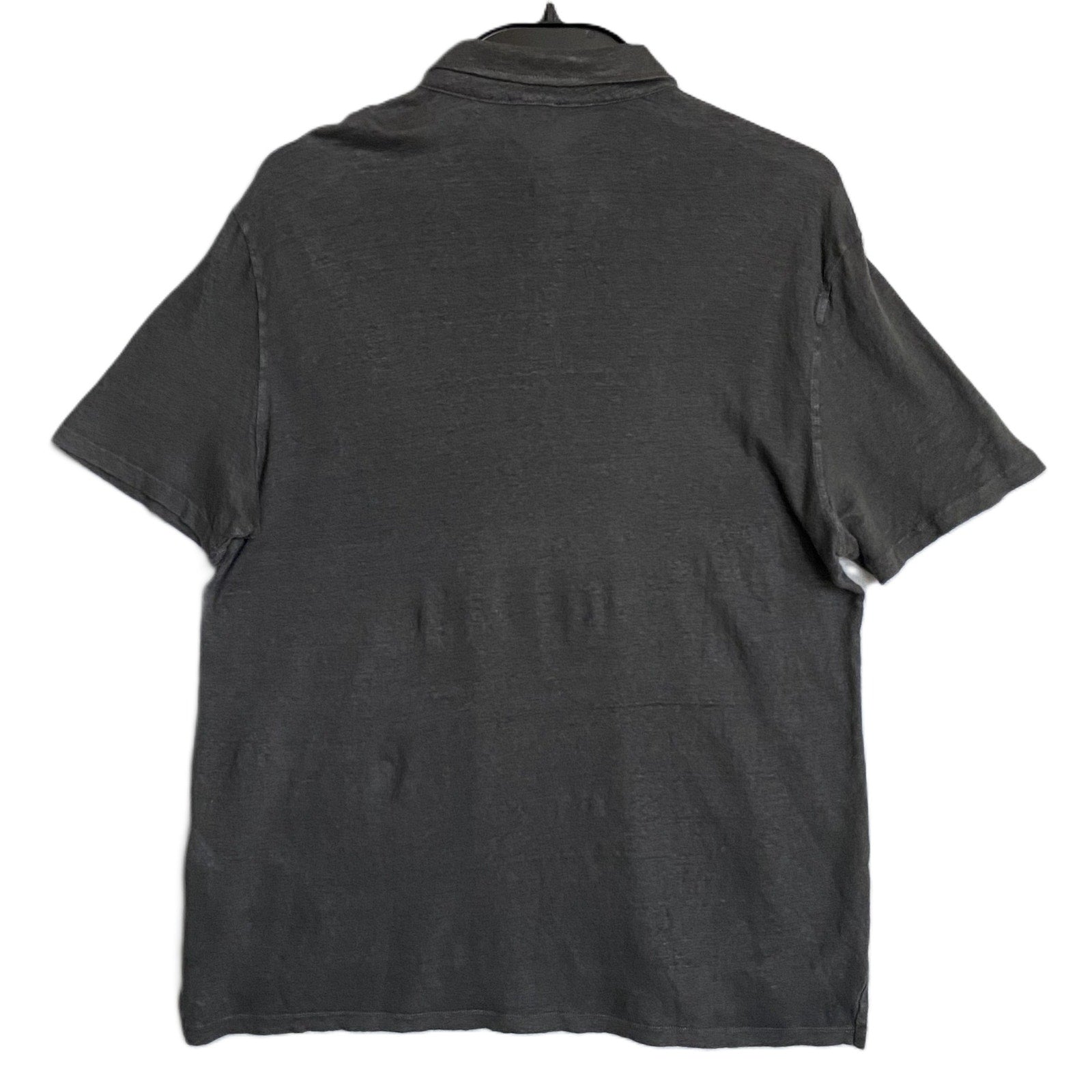 Faherty Polo Shirt Men's Large Reserve Short Sleeve Linen Washed Black NEW