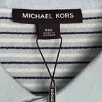Michael Kors Polo Shirt Men's XXL Short Slv Cotton-Silk Pastel Blue Stripe