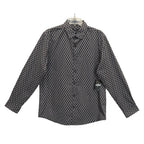 Alfani Dress Shirt Men's Medium Button-Up Cotton Long Sleeve Black Geo Print