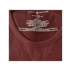 Tommy Hilfiger T-Shirt Men's Medium Long Sleeve Waffle-Knit Crew Neck Maroon