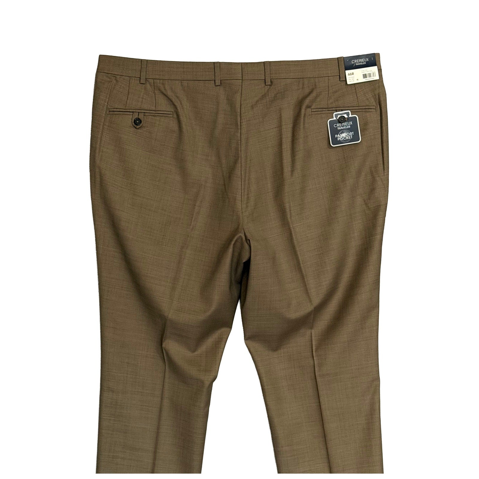 Daniel Cremieux Dress Pant Men's 46R Traveler Raw Hem Comfort Waist Tan