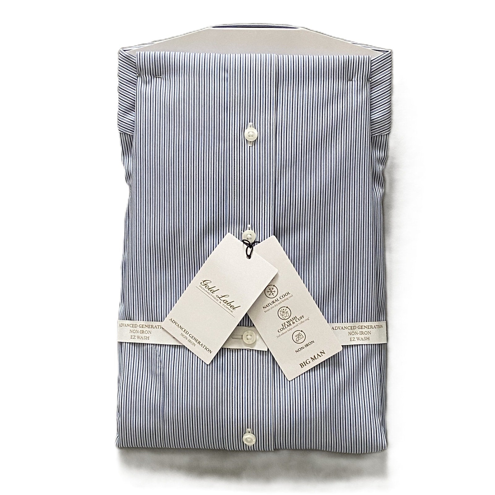 Roundtree & Yorke Shirt Big & Tall Men's 19 36/37 Blue Pinstripe Dress Shirt