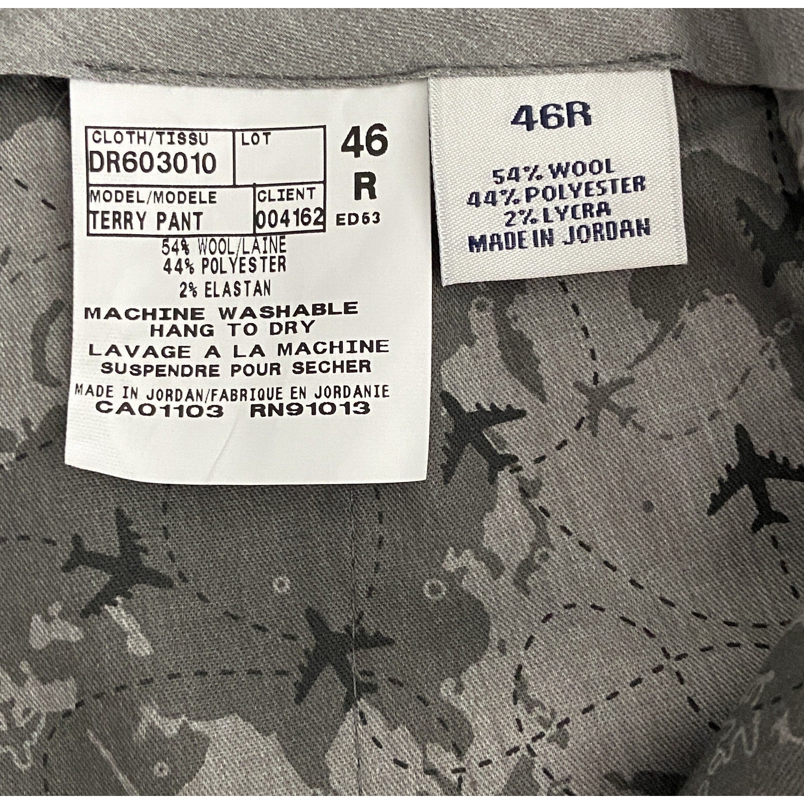 Daniel Cremieux Dress Pant Men's 46R Traveler Raw Hem Comfort Waistband Grey