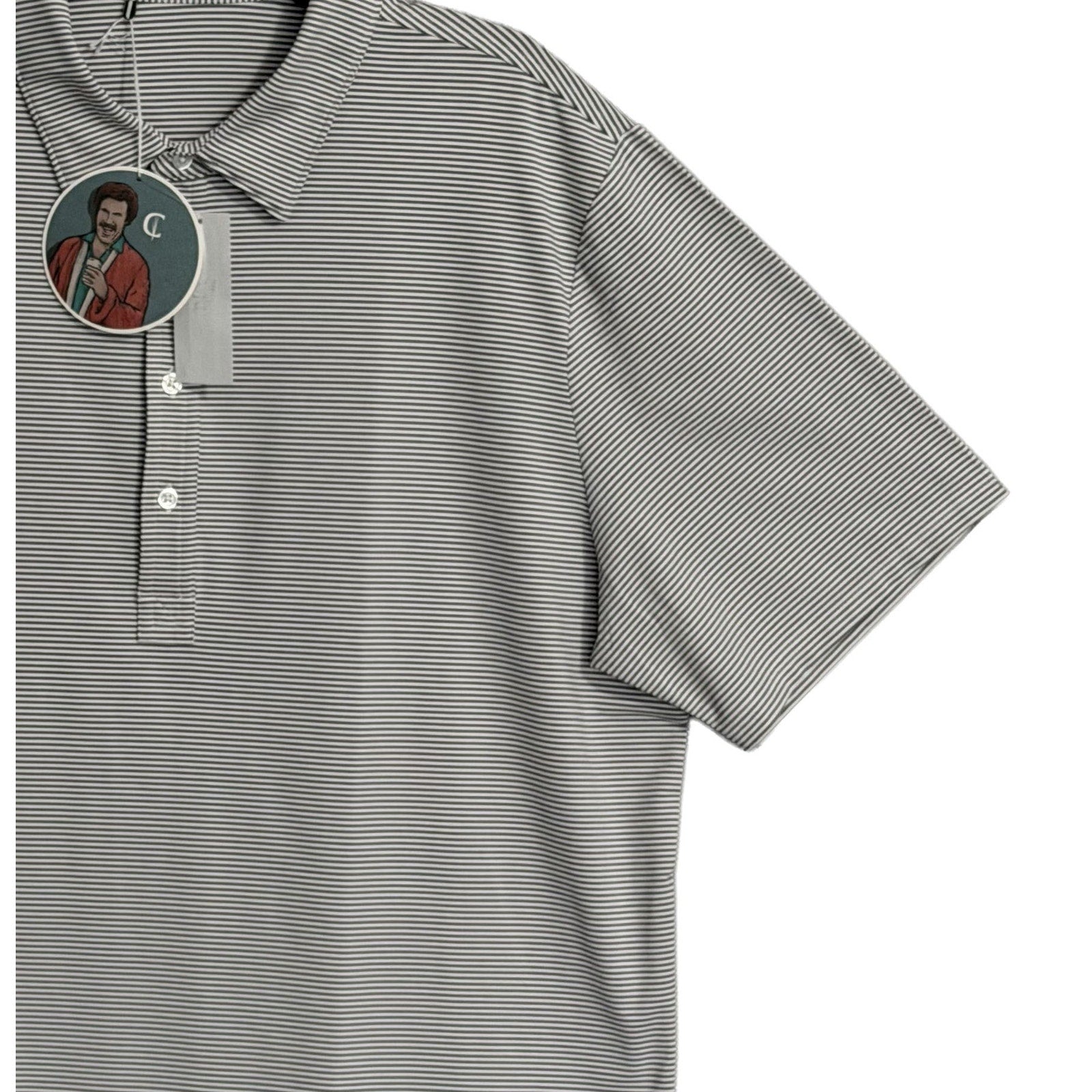 Criquet Polo Shirt Men's XXL Short Sleeve Stretch Fabric Grey Stripe