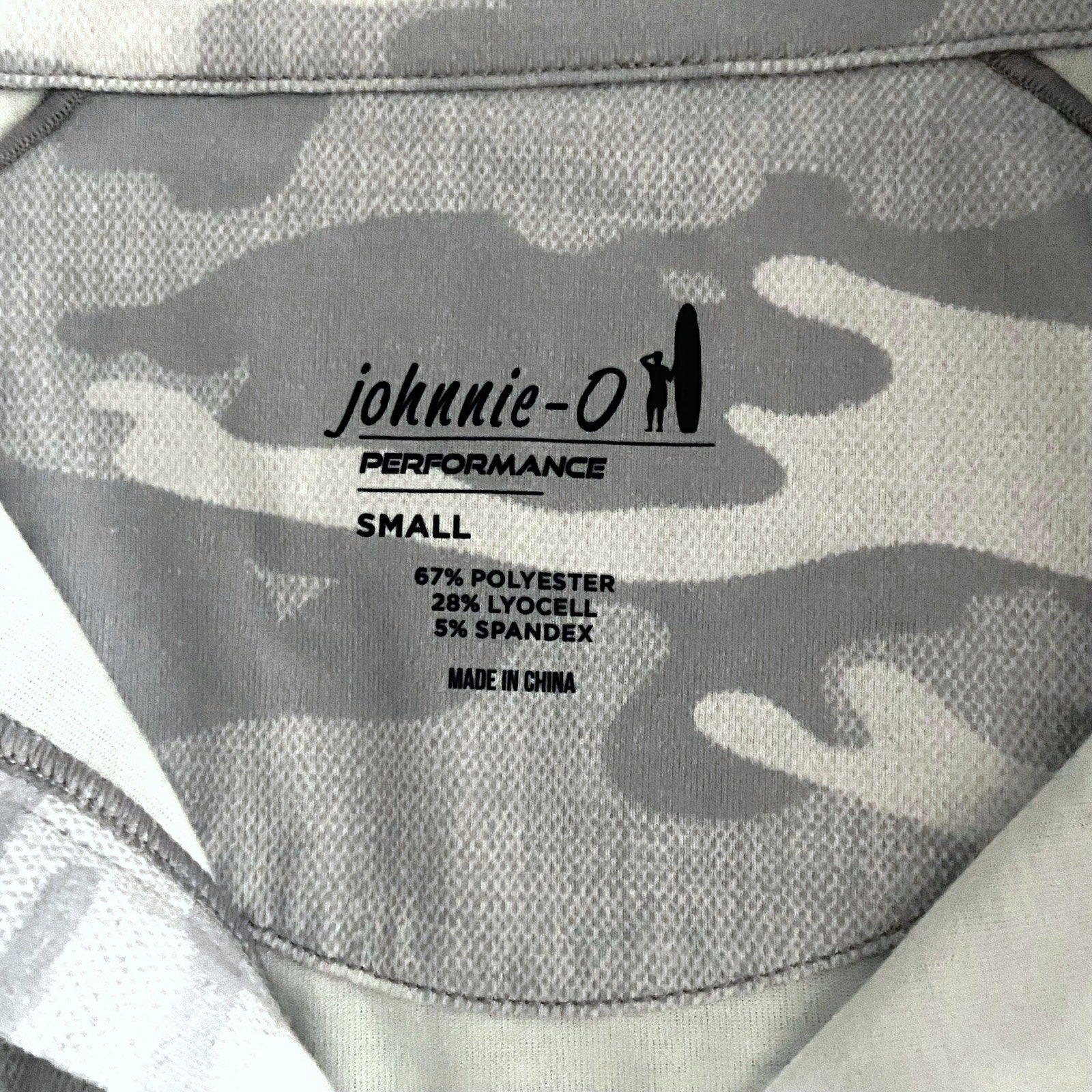 Johnnie-O 1/4 Zip Pullover Men's Small Lightweight Stretch Fabric Gray Camo