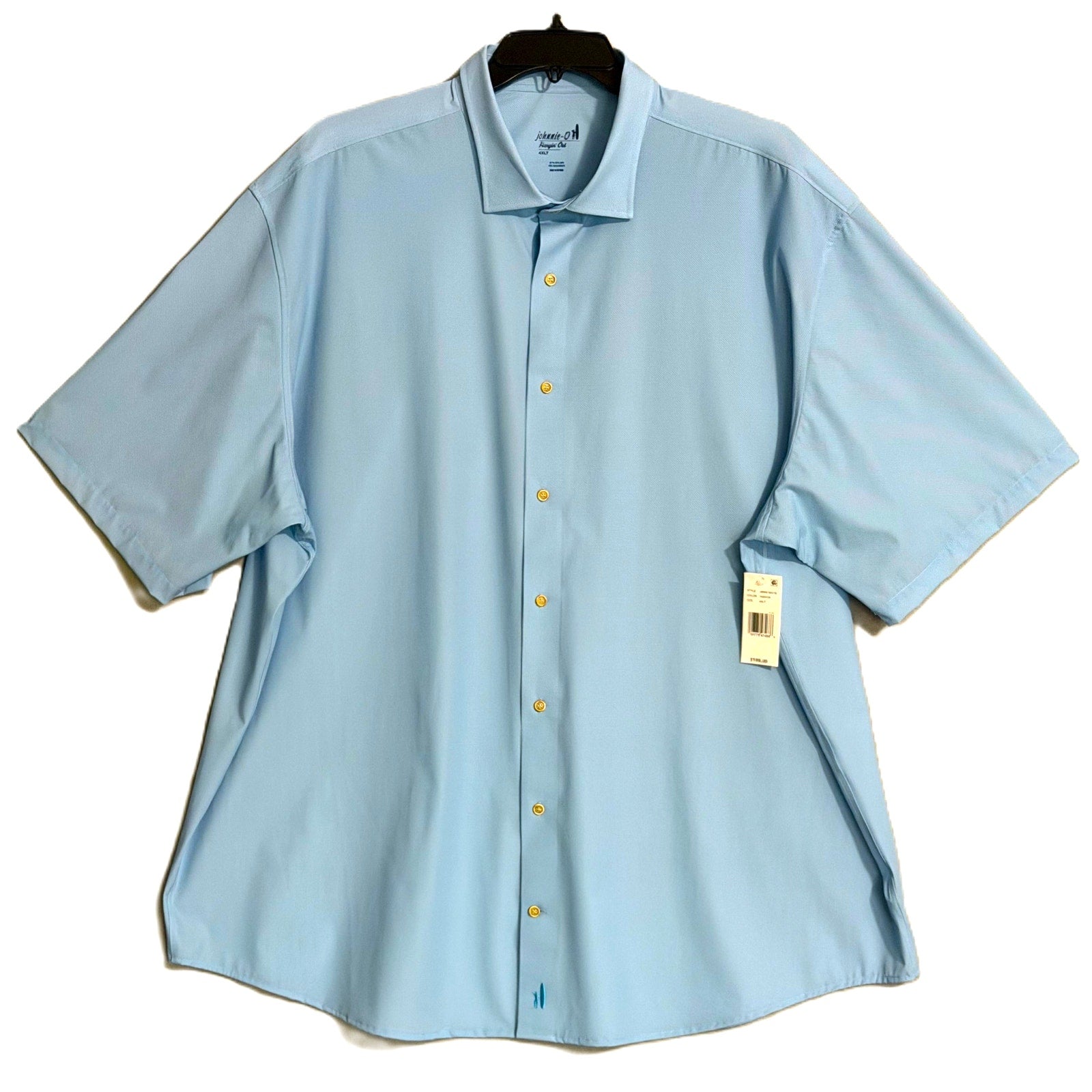 Johnnie-O Dress Shirt Men's 4XLT Big & Tall Short Sleeve Button-Up Blue