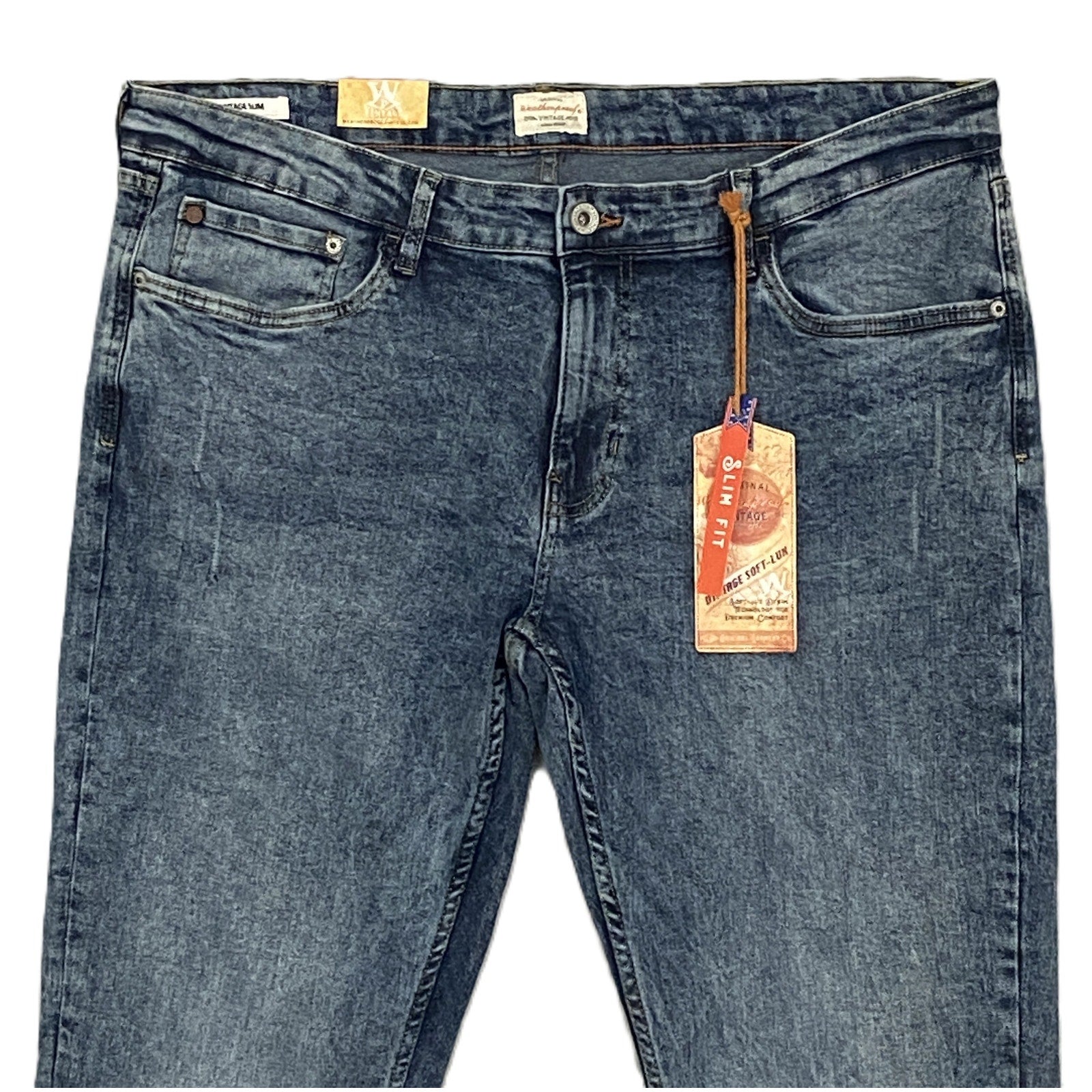 Weatherproof Vintage Men's 40x32 Slim Fit Vintage Soft-Lux Blue Denim Jeans