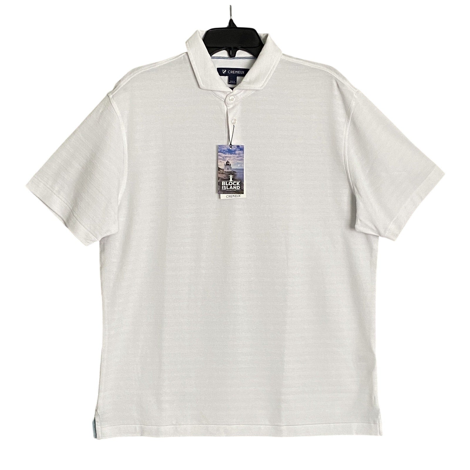Daniel Cremieux Polo Shirt 38 Men's Medium Supima Cotton Shirt White Stripe