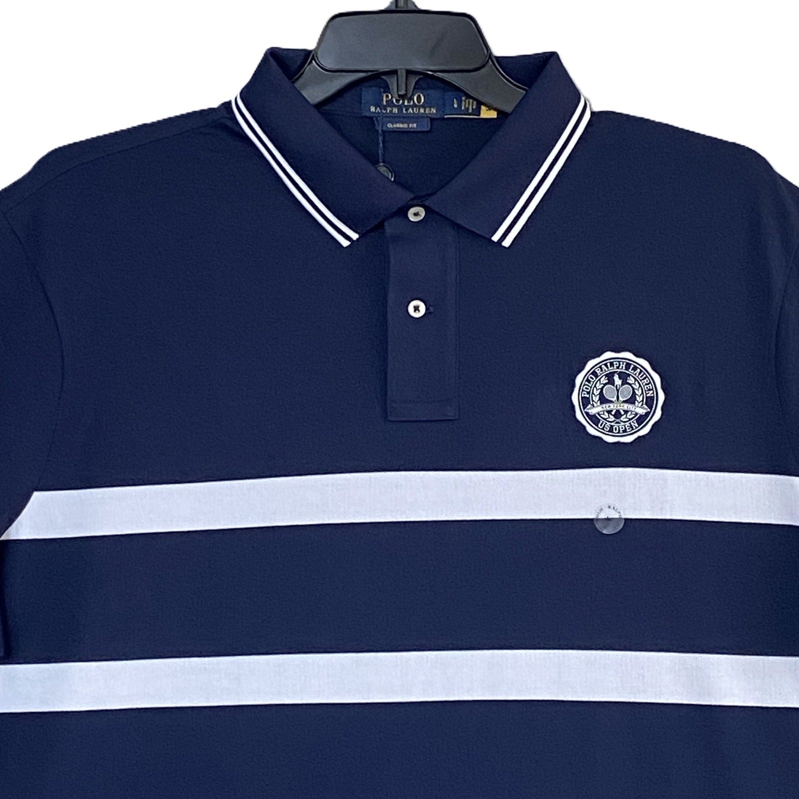 Polo Ralph Lauren Shirt Men's Large US Open Classic Fit Mesh Polo Shirt Blue