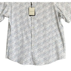 Bugatchi Shirt Men's Large Classic Fit Button-Up Short Sleeve Almond Floral