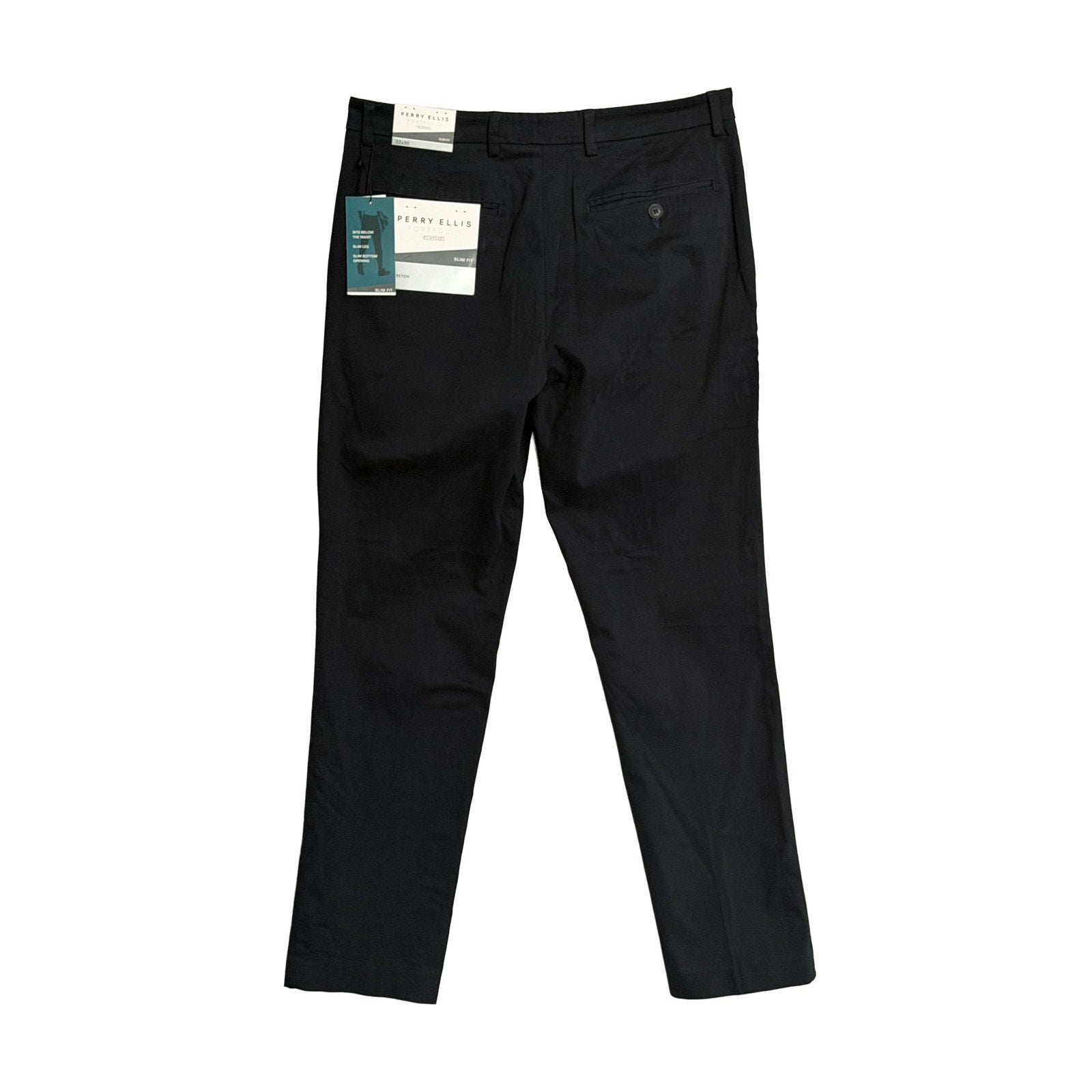 Perry Ellis Portfolio Pants Men's 32"x30" Slim Fit Dress Pant Dark Sapphire