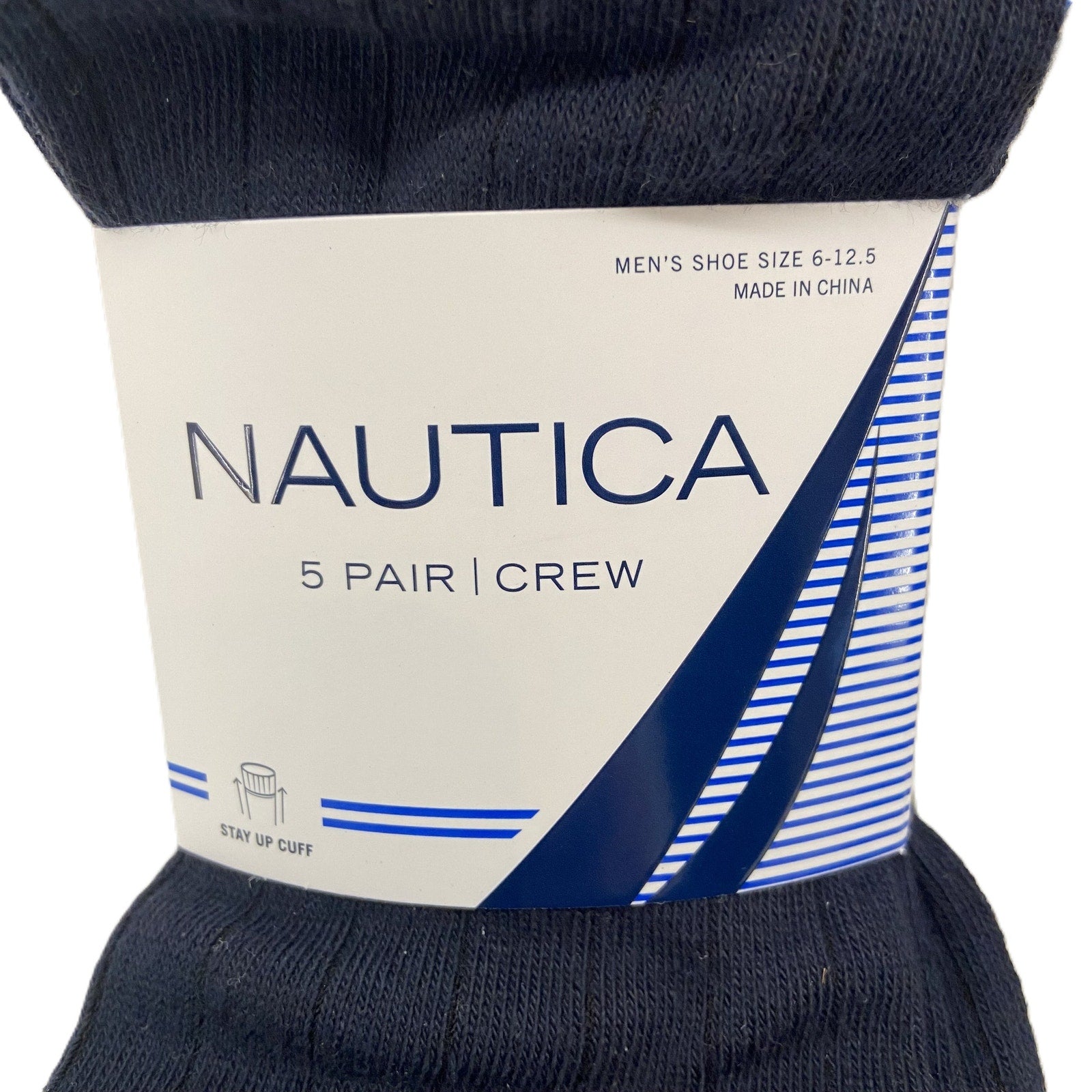 Nautica Crew Socks 15-Pair Men's Shoe Size 6-12.5 Black Gray Blue