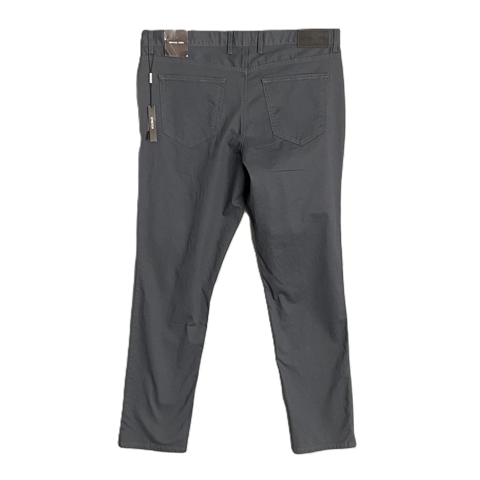 Michael Kors Men's 36x32 Parker Slim Fit Pant Stretch Solid Smoke Grey