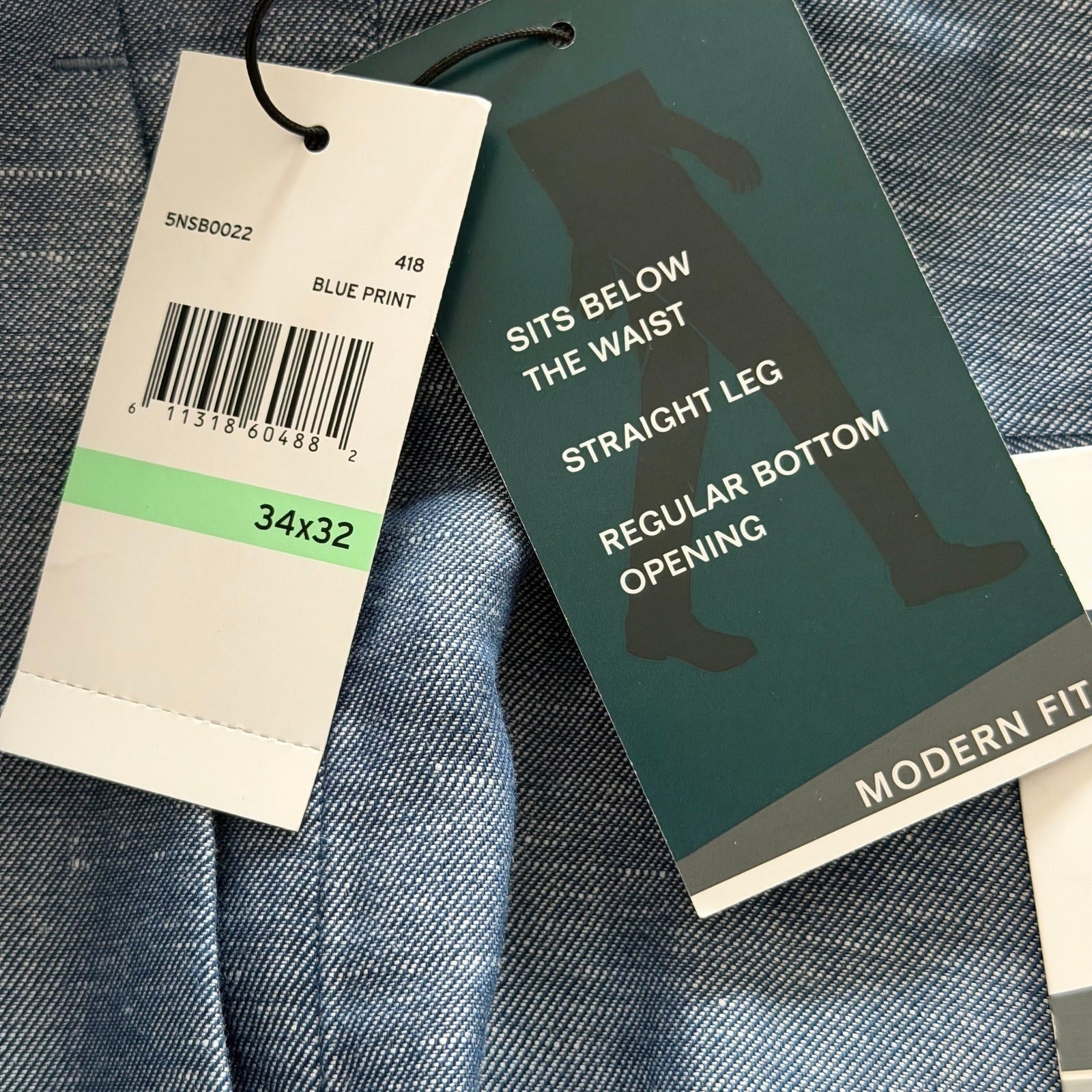 Perry Ellis Portfolio Pants Men's 34"x32" Modern Fit Linen Blend Blueprint