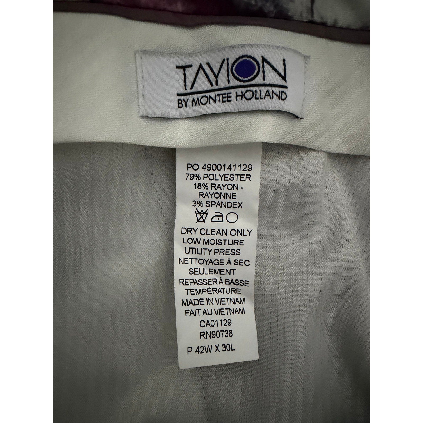 Tayion Dress Pants Men's 42"x30" Awonder Flat Front Stretch Mauve