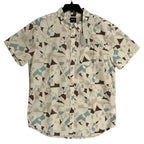 prAna Stimmersee Shirt Men's Large Slim Fit Short Sleeve Almond Geo