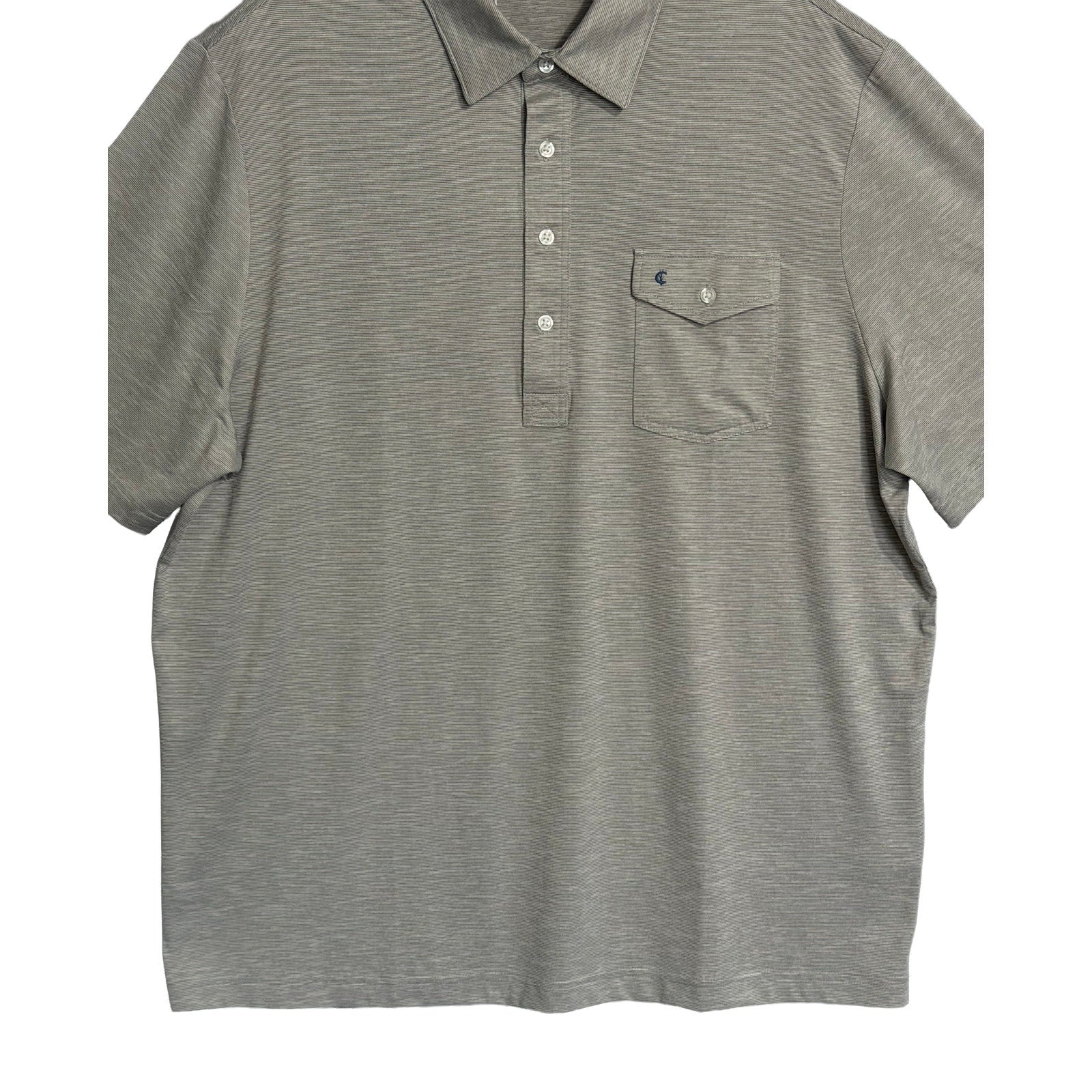 Criquet Polo Shirt Men's XXL Stretch Short Sleeve Grey Micro-Stripe