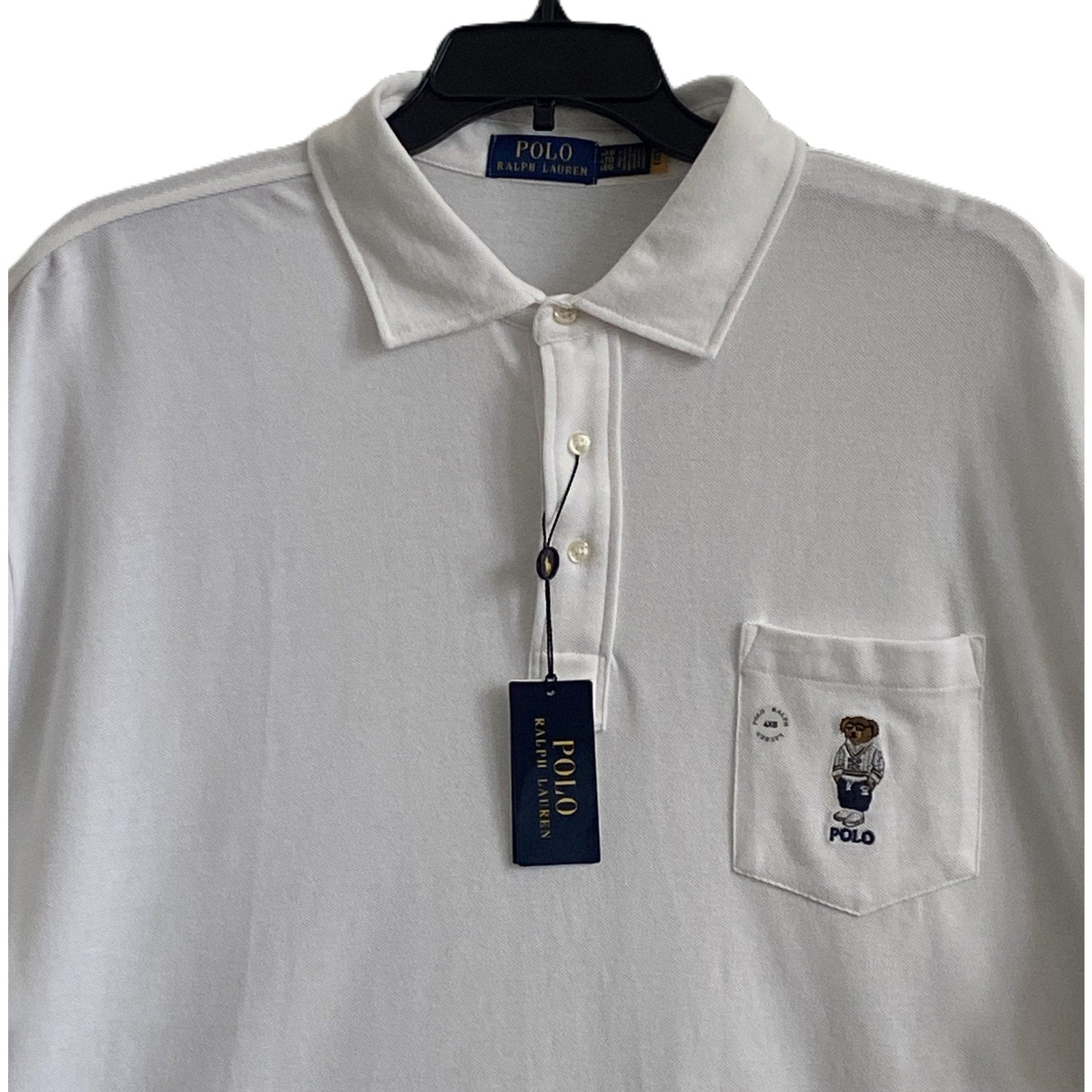 Polo Ralph Lauren Shirt Men's 4XB Polo Bear Knit Short Sleeve Polo White