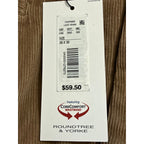 Roundtree & Yorke Pant Men's 38x30 Classic Fit Corduroy Pleated Cuffs Khaki