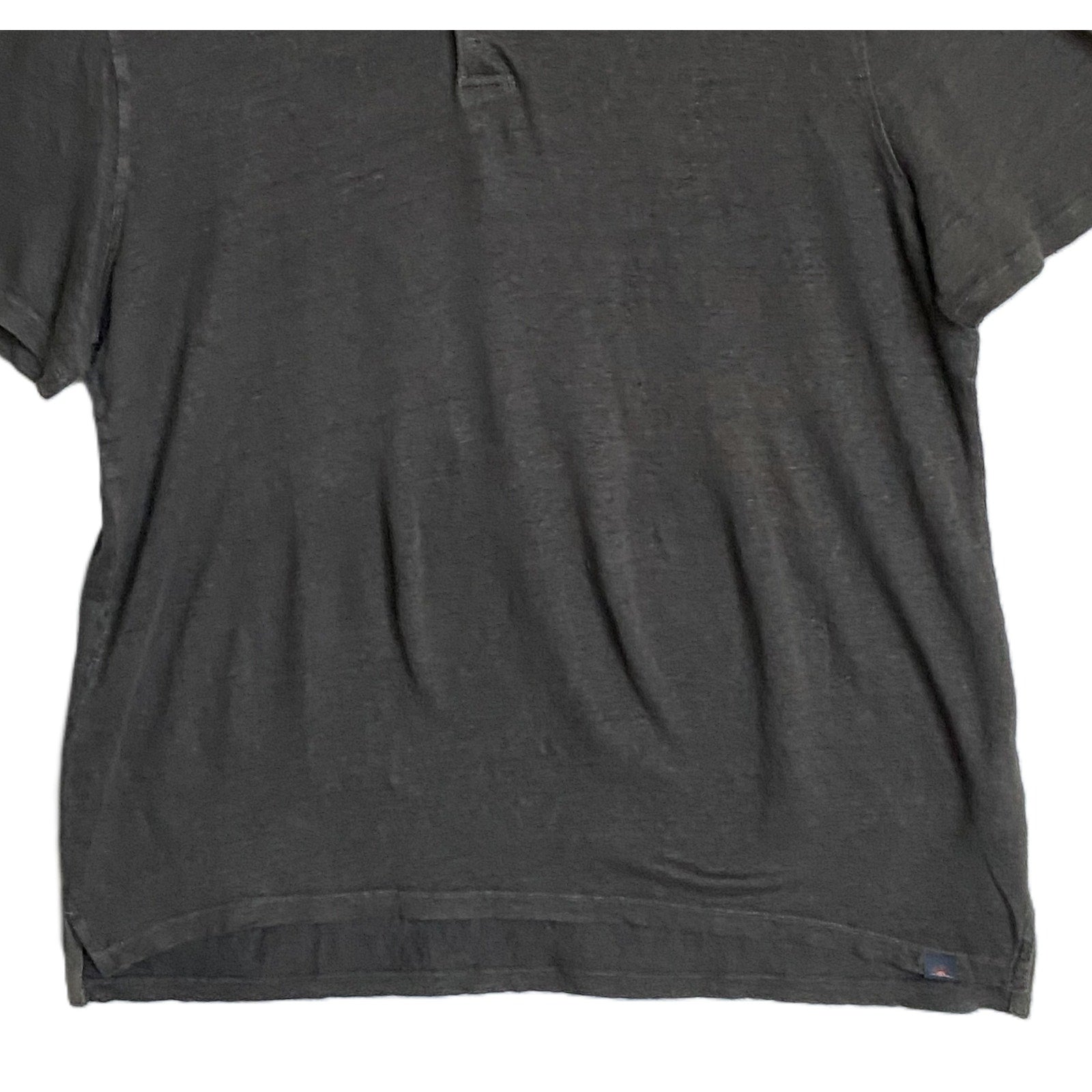 Faherty Polo Shirt Men's Large Reserve Short Sleeve Linen Washed Black NEW