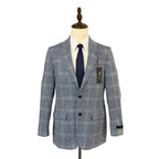 Tommy Hilfiger TH Flex Sport Coat Blazer Gene Stretch Light Blue Plaid NWT