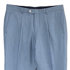 Boss Dress Trousers Men's 38x32 Wool/Silk/Linen Blend Pleated Cuffed Blue