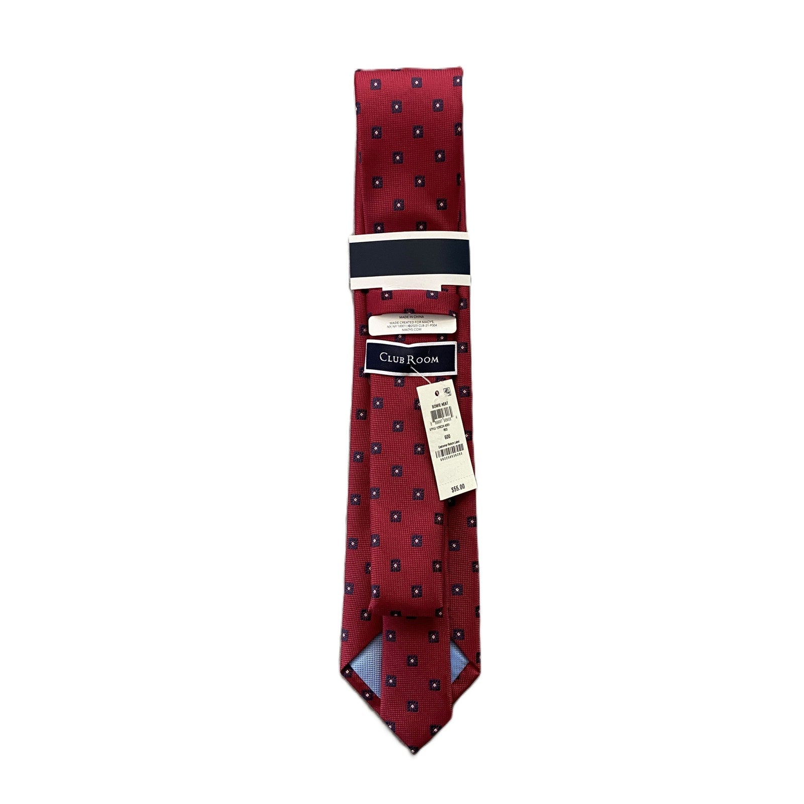 Club Room Necktie 3" Bowie Neat Red Geo Standard Length NEW