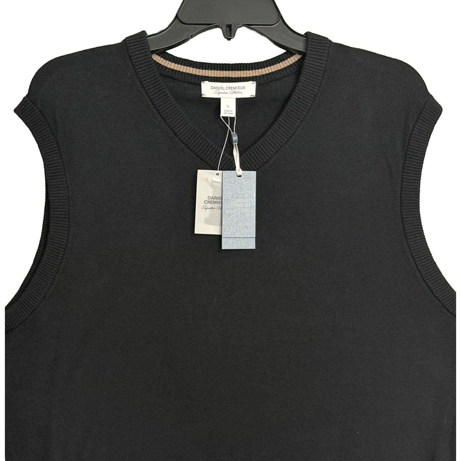 Daniel Cremieux Sweater Vest Men's Large Supima Cotton Cashmere Black