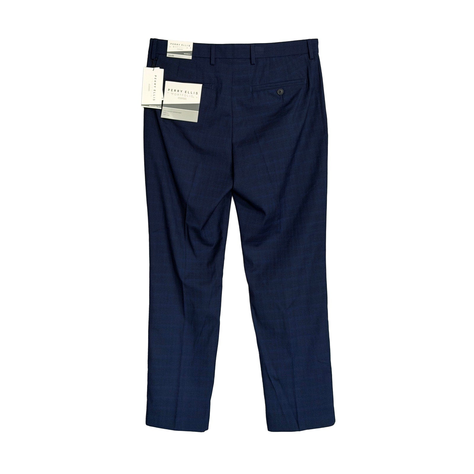 Perry Ellis Portfolio Pant Men's 32"x30" Modern Fit Flat Front Passion Blue