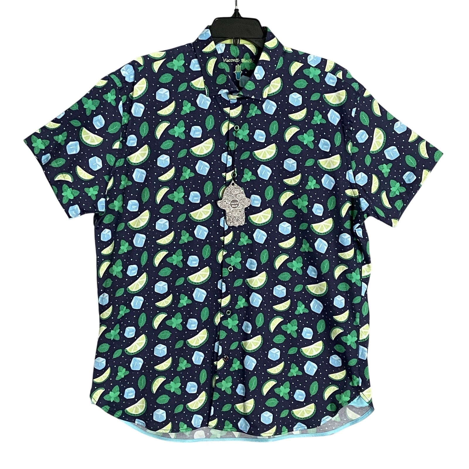 Visconti Black Shirt Men's Small Casual Button-Up Shirt Short Sleeve Stretch