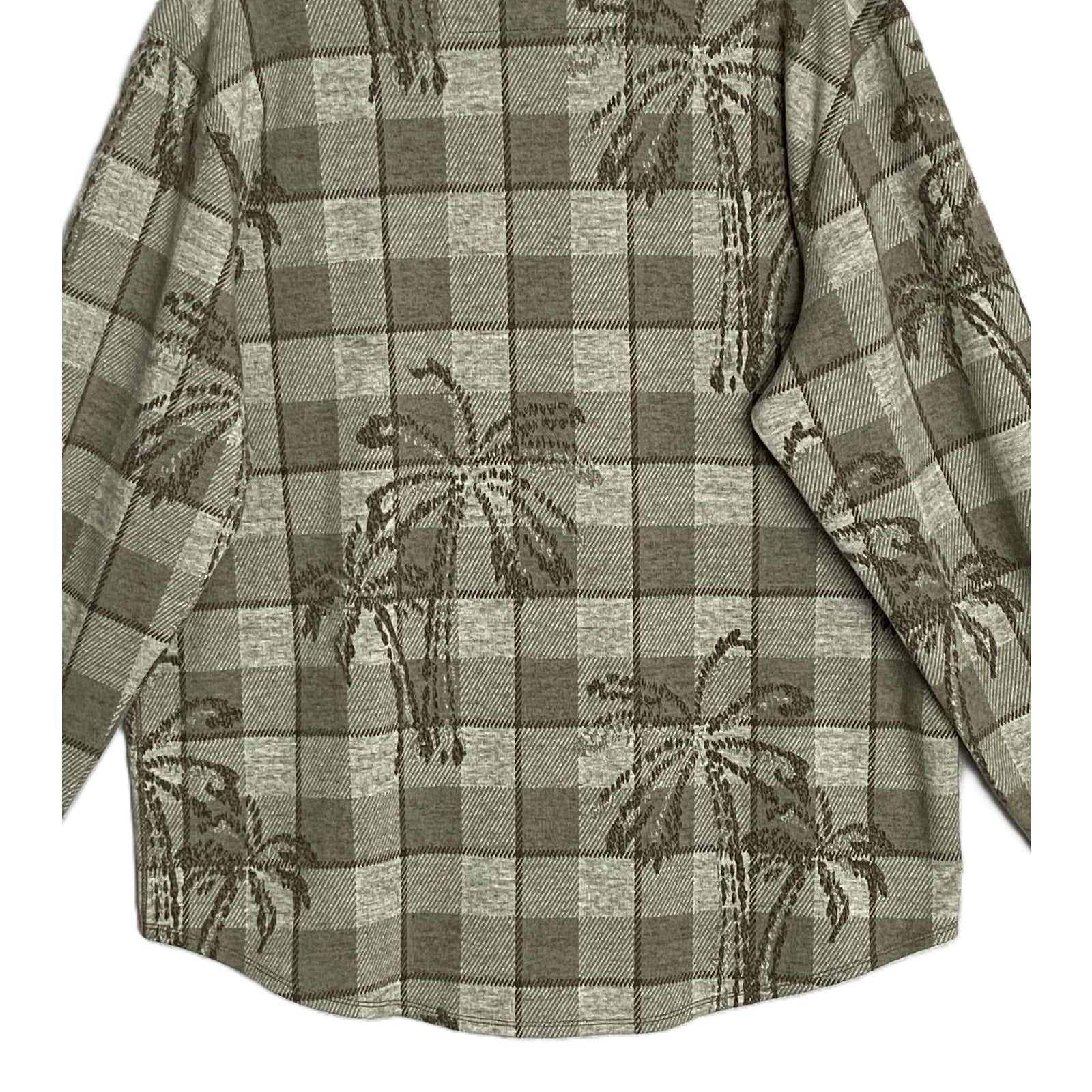 Tommy Bahama Flannel Shirt Men's XL "Fireside Palm Springs" Stretch Tea Leaf